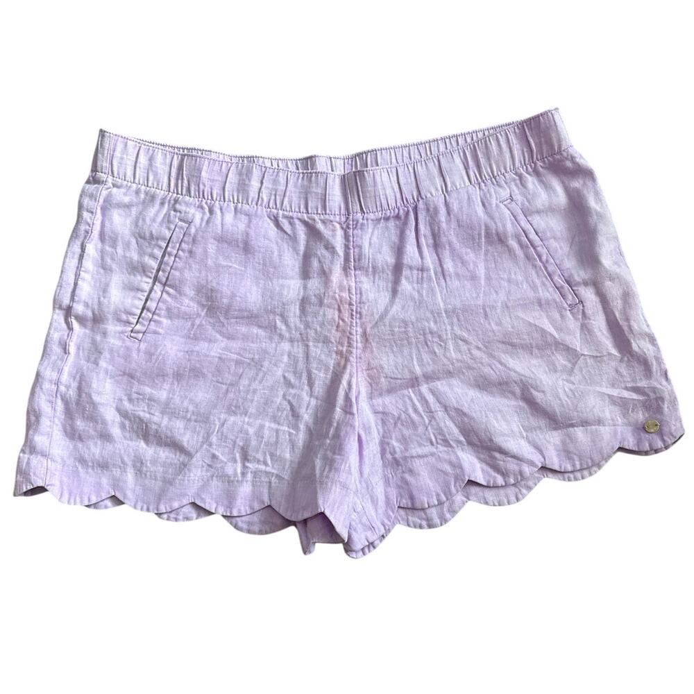 Lilly Pulitzer Brea 4” Linen Scallop Hem Shorts Purple Iris Size XL - Picture 5 of 10